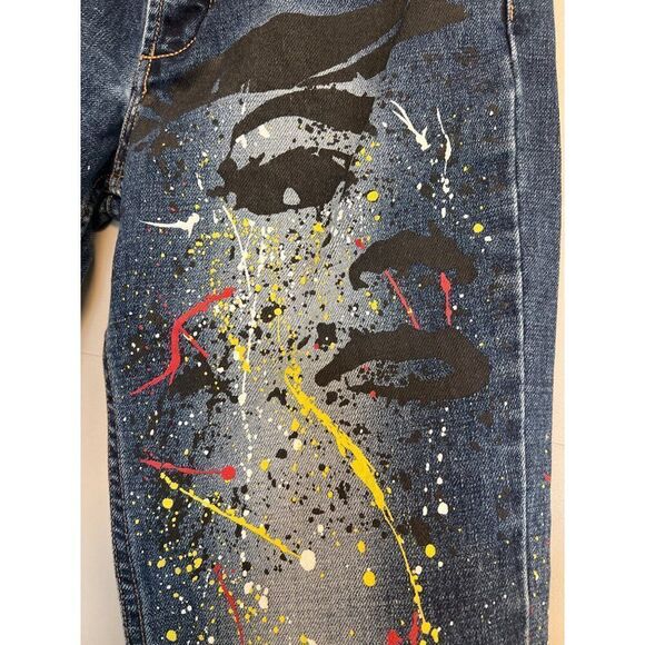 Express Women Painted Splatter Straight Leg Jeans Size 1/2 - Picture 6 of 10